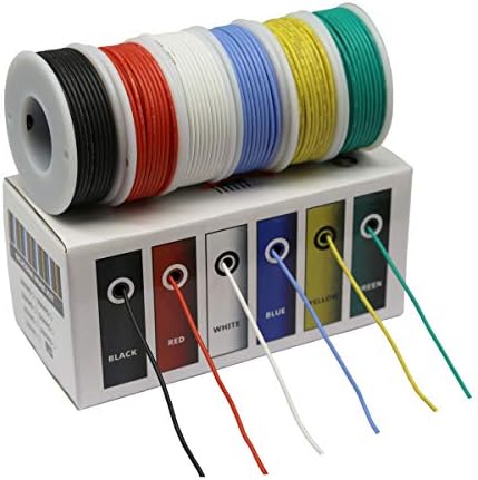 Комплект кабели за свързване на CBAZY™ (комплект от няколко направления кабели) Гъвкави Електрически проводник от силиконов каучук 18 калибри 6 цвята по 16,4 фута всеки