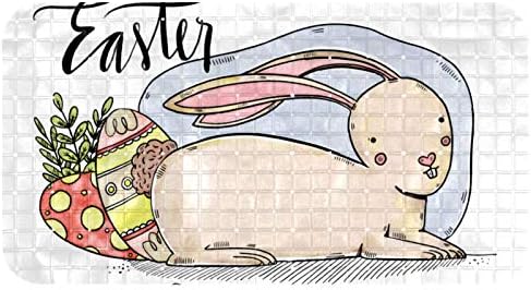 Обновете детски подложка за вана (26,9x14,7 инча) Happy Easter Сладко Rabbit Заек и яйце - Дупки за източване, нещастници само за