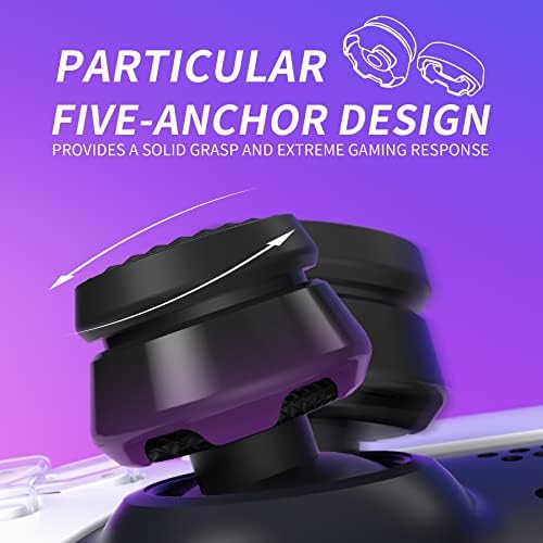Удължителен кабел джойстик PlayVital Thumbs Pro Armor за контролер ps5, Ръкохватка джойстик за контролер ps5 - 2 купол високо повдигане и 2 купола на средно нарастване - черен