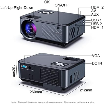 1080P, 4K 15000 Лумена HD Цифров проектор, видео проектор за Домашно Кино Офис Проектор Улични къмпинг прожектори (Цвят: статив, за екрана A9, Размер: САЩ)