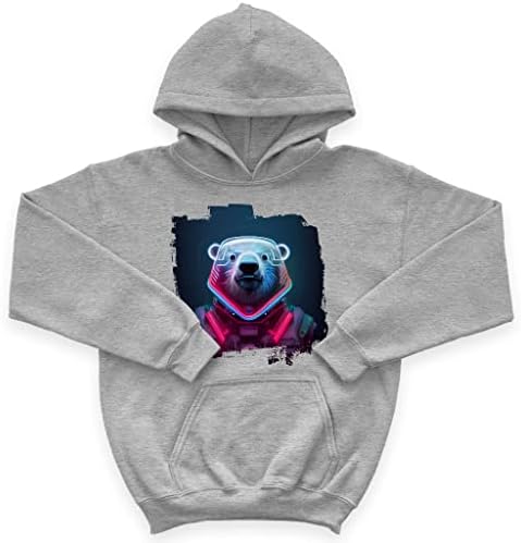 Детска hoody от порести отвътре с красива глава на бяла мечка - Научно-Фантастична Детска hoody с качулка - Hoody с принтом за деца