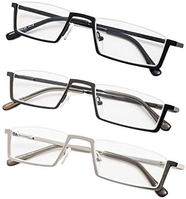 Очила за четене в полуободке Gr8Sight от 3 теми с кутия пролетта панти + 2.0