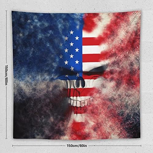 Ядосан Американски Флаг Череп Гоблен за Спални Естетически Стенни Гоблени Одеяла