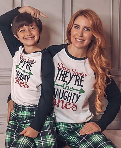 IFFEI / Същите Семейни Пижамные Комплекти, Коледна пижама с Писмото и Клетчатым принтом, тениски с дълъг ръкав и по-ниска Облекло