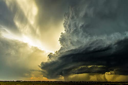 Снимка на буря, Принт (без рамка), Изображението на гръмотевична буря Supercell в пролетен ден, в Оклахома, Времето, Стенно изкуство, Естествен декор от 4x6 до 30x45