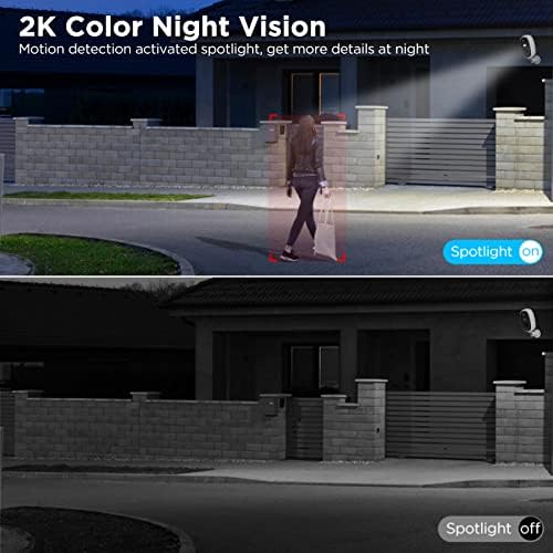 Безжична Камера на сигурността на G-Kalyn, Външна камера 2K с цветен Нощно виждане, Двупосочен разговор, Прожектор/Сирена, откриване на изкуствен интелект, Потребителс?