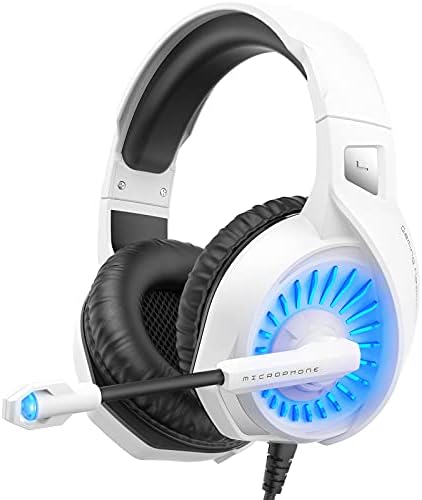 Детска слушалки ZIUMIER Z20 White за PS4, PS5, Xbox One, PC, Жични Слушалки в ушите с микрофон с шумопотискане, Съраунд звук 7.1,