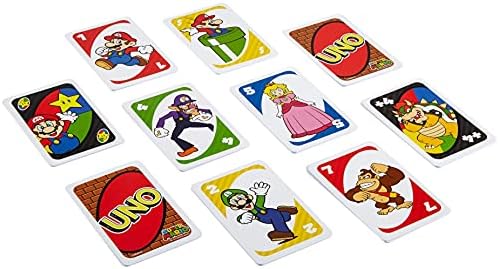 Mattel Games игра на Карти UNO Super Mario, видео игра на Тема Пътуване в Сбирка кутия за съхранение със Специално Правило