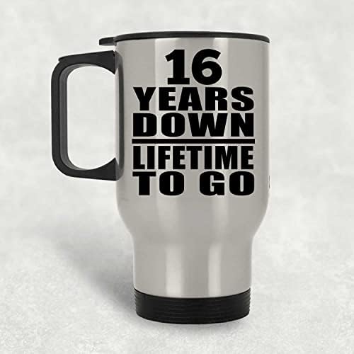 Designsify 16th Anniversary 16 Години от Живота си В Наличност, Сребърен Пътна Чаша 14 грама, на Чаша с Изолация от неръждаема Стомана,