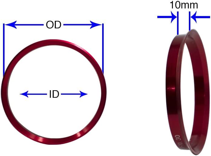 Джанти аксесоари Комплект от детайли от 4 центрирующих пръстените на главината с диаметър от 72,56 мм до 63,4 мм, метално (Пръстен
