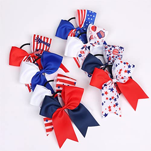 DBYLXMN Americana 4 Юли, Деня на Независимостта, Превръзка на Главата за малки момичета, на Дъвка в стила на знамето, Бяло, Синьо, Червено, Мелок за коса, в