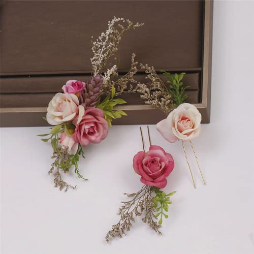 LOYJOY 1 комплект Сватбена Прическа със Сушени Цветя, Ръчно изработени Дантелени Щипки За Коса, Имитация на Рози цветя, шапки, Елегантни