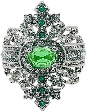 Жена Брилянтният Пръстен Темперамент Мода Банкет Женски Венчален Пръстен, Пръстен Реколта пръстен (Зелено, 8)