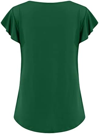Fragarn / Дамски Ежедневни Блузи, Модни Летни Обикновена Върхове С кръгло деколте и накъдрен, с Къс ръкав, Свободна Струящаяся Тениска,