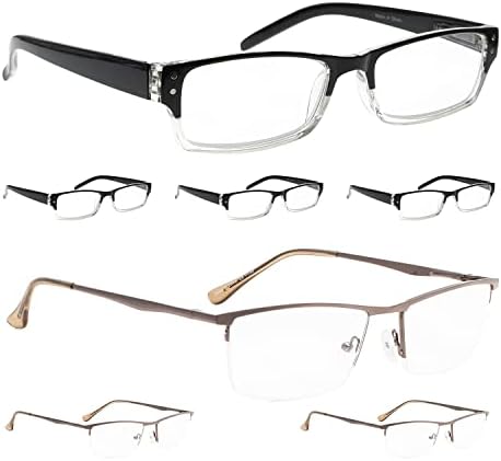 LUR 4 Опаковки класически очила за четене + 3 опаковки на метални очила за четене в полукръгла рамка (общо 7 двойки ридеров + 1,75)