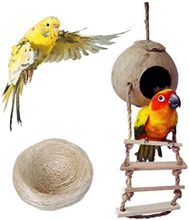 Bird ' s Nest за Естествени Папагали Кутия за Отглеждане на Кокосови Папагали, Къщичка за Неразлучников, Клетка, Детска Подвесная Играчка със Стълби за Вълнообразни Поп?