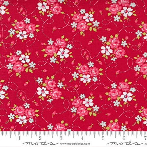 One Fine Day - Розово-червена дебела четвертинка (13 парчета) от Bonnie & Camille за Moda 18 x 21 инча (45,72 см x 53,34 см) от тъкан за юрган със собствените си ръце