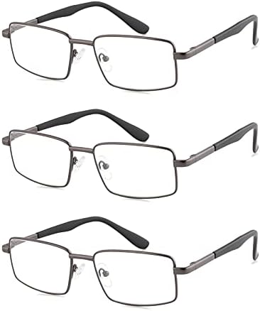 Очила за четене LOOKLIFE Метални Леки Полнокадровые Очила за четене с кутия пролетта панти 3 Опаковки Очила за четене 1.5