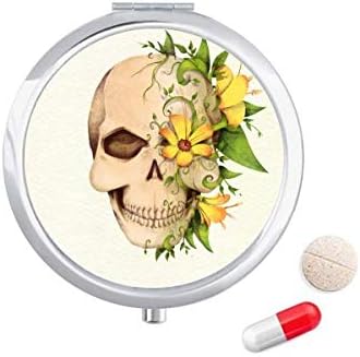 Цвете Черепа На Скелет Илюстрация Калъф За Хапчета В Джоба Кутия За Съхранение На Лекарства Контейнер Опаковка