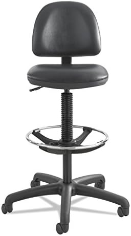 Safco 3406Bl, точност отточна тръба на шарнирна връзка стол-голяма височина с регулируем пръстен за крак, черен винил