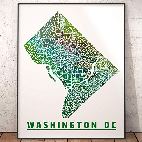 Печат на карти на околностите на Вашингтон, окръг Колумбия, подписан отпечатък първоначалното ми печатни карти на Вашингтон, Окръг Колумбия, нарисувана от ръката н