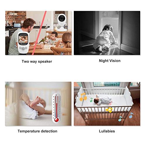 Следи бебето, Умна LCD Камера за Бебефони и радионяни с Нощно Виждане, Аудио-видео, Lullaby, Мониторинг на температурата (САЩ)