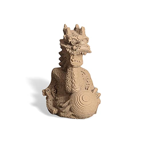 Картонена Скулптура във формата на Фигурки Китайски Дракон, създаден, за да Работи, Статуята на Китайската Митология, Ръчна изработка, Арт 3D печат, Кафяв, Бял, Черен