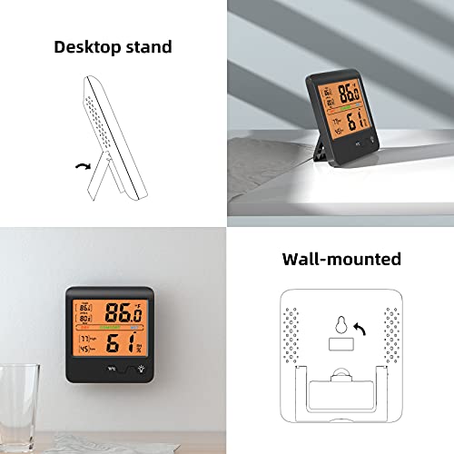 4Дигитален Влагомер, Термометър за стая, Сензор за Температура и Влажност на въздуха, Индикатор на Монитора, Стаен Термометър със