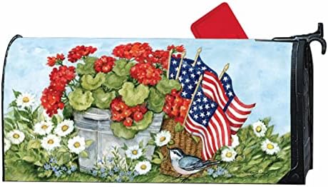 Декоративна пощенска обвивка Studio M със знамена и цветя, оригиналната магнитна корица за пощенска кутия, направено в САЩ, превъзходна