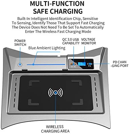 Скоба за автомобилни безжично зарядно устройство Bwen Подходящ за Nissan Rogue 2015-2019, бързо зареждане и Подходящ за iPhone, Samsung и т.н., Безжични устройства за зареждане на моби