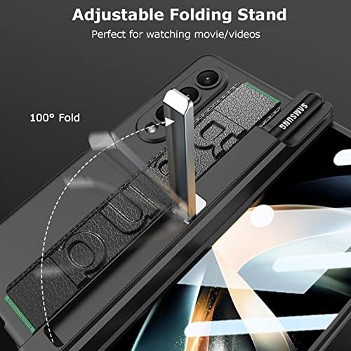 Съвместим с NINKI калъф Samsung Galaxy Z Fold 4 с каишка и притежател на S Pen, Magnetic устойчив на удари Защитен калъф за цялото