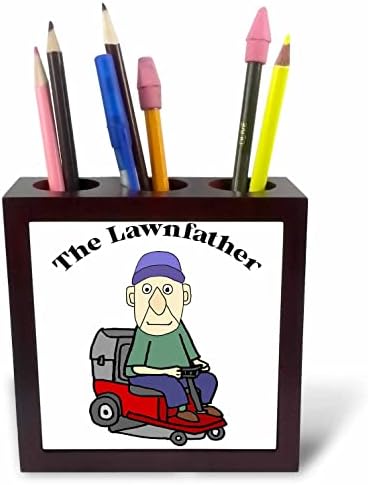 3dRose Забавен сладък старец на газонокосилке The Lawnfather. - Държатели за писалки за плочки (ph-362134-1)