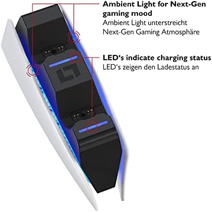 Зарядно устройство за контролер Lioncast с led индикатор - Съвместима с игрални контролери PS5 DualSense - Док-станция за бързо