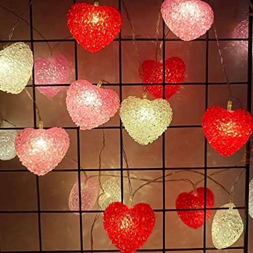 Украса OAYGNEH в Деня на Св. Валентин, Актуализирани Светлини във формата на едно Голямо Сърце, Сладки Розови, Червени, Бели Гирлянди