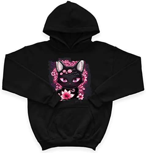 Детска hoody от порести руно Cat Flower - Красива Детска hoody - Цвете hoody за деца