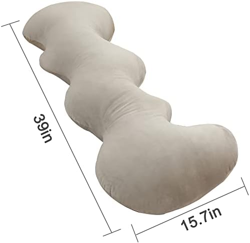 AMCATON 39-Инчов 3D Възглавница за цялото тяло във формата на Облак, Възглавница за сън в големи легла за възрастни, Дълга Възглавница за Странично Сън с Луксозен калъф (с