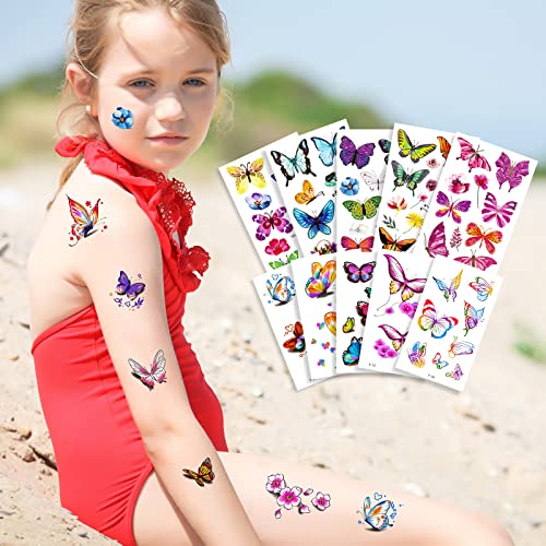 450 бр. (80 листа) Етикети с временни Татуировки под формата на пеперуди, Временна Татуировка, 3D Фалшиви Татуировки, Стикери с