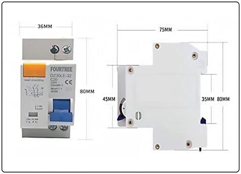 Автоматичен прекъсвач остатъчен ток SVAPO DZ30L DPNL 230V 1P + N с защита от претоварване работен ток и късо съединение RCBO MCB