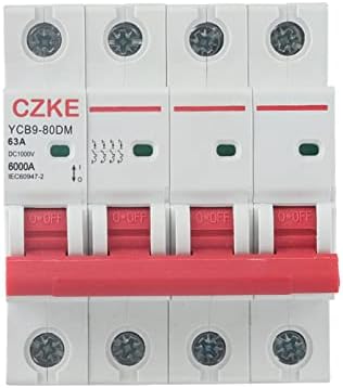 Автоматичен прекъсвач MAMZ YCB9-80DM 4P 6kA 1000V DC постоянен ток, използвани за защита на фотоволтаична система за сигурност (Цвят: 4P, размер: 50A)