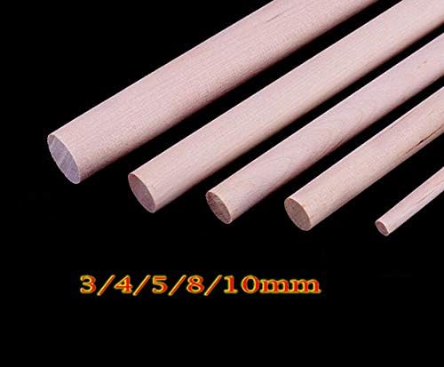 ZHONGJIUYUAN 250 бр (5 размери: 3/4/5/8/10 мм) Непълни пръти, използвани за производство на вещества от естествено дърво (дължина