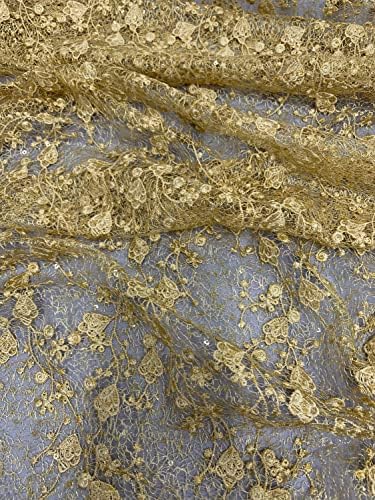 Braelyn Златна бродерия на Цвете от полиестер с пайети върху Вкара Завързана кърпа Двор за Рокли, Сватба шаферките, на бала - 10166