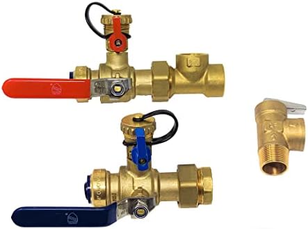 Комплект сервизни клапани за Безцилиндрового Бойлери Winfield Clean Brass с притискателния засаждане на 3/4 инча, с клапан за понижаване