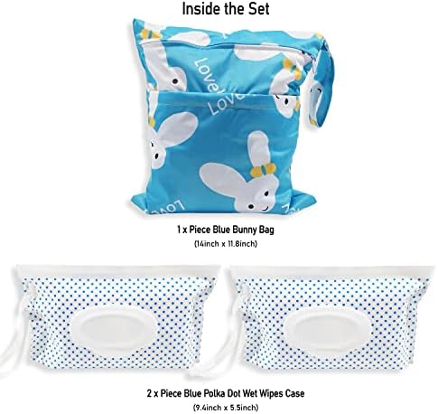 Синя чанта за мокри и сухи памперси CasenBag с Футлярами за мокри кърпички, (KT-WDCB-007)