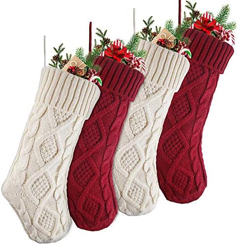 Коледни чорапи Queta 18 инча, възли Коледни Чорапи голям размер, 4 опаковки, подходящи за търговски центрове, супермаркети, хотели,