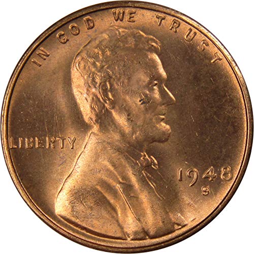 Линкольнский Пшеничен Цент 1948 година на издаване , Необращенный Монетен двор на Щата , Бронзов пени 1c Монета