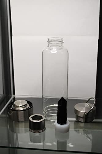 Бутилка за вода с кварцов Еликсир на ПРЕМИУМ-клас от неръждаема стомана, с устойчиво на надраскване Стъкло, Автентични Лечебни Кристали ръчно изработени със Сменя?