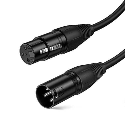 CableCreation Кабел за микрофон XLR, 6 фута Балансиран 3-ПИНОВ Микрофон кабел XLR за мъже и XLR за жени, Черен