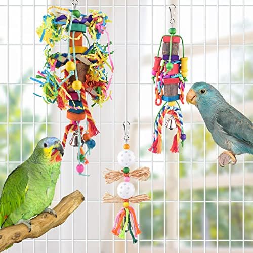 Играчки за по-малките Птици KATUMO, Стълбище от Естествено Дърво, Цветни Бамбукови Висящи Измельчающие играчки, Играчки за Дъвчене