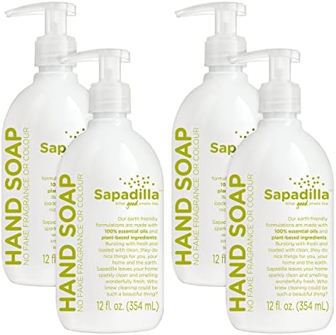 Течен сапун за ръце Sapadilla - Розмарин + мента - Произведени от смес от чисти етерични масла, Почистващо и хидратиращ, Ароматния Сапун за ръце на растителна основа, биор