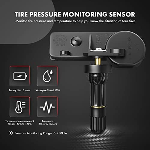 Сензори система за контрол на налягането в гумите A-Premium, съвместими с Hyundai Veloster 2012-2017 L4 1.6 L, Комплект от 4 теми